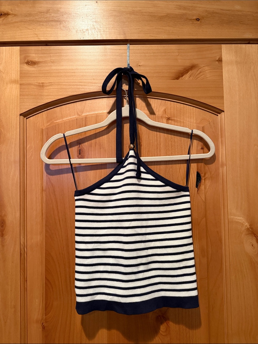 Arden B Navy and White Striped Halter Camisole